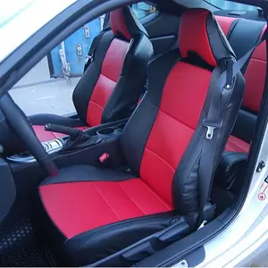 For Subaru BRZ seat covers 2013~2020 - IGGEE Premium Leatherette, Black/Red, 2 Front seats, Original fit