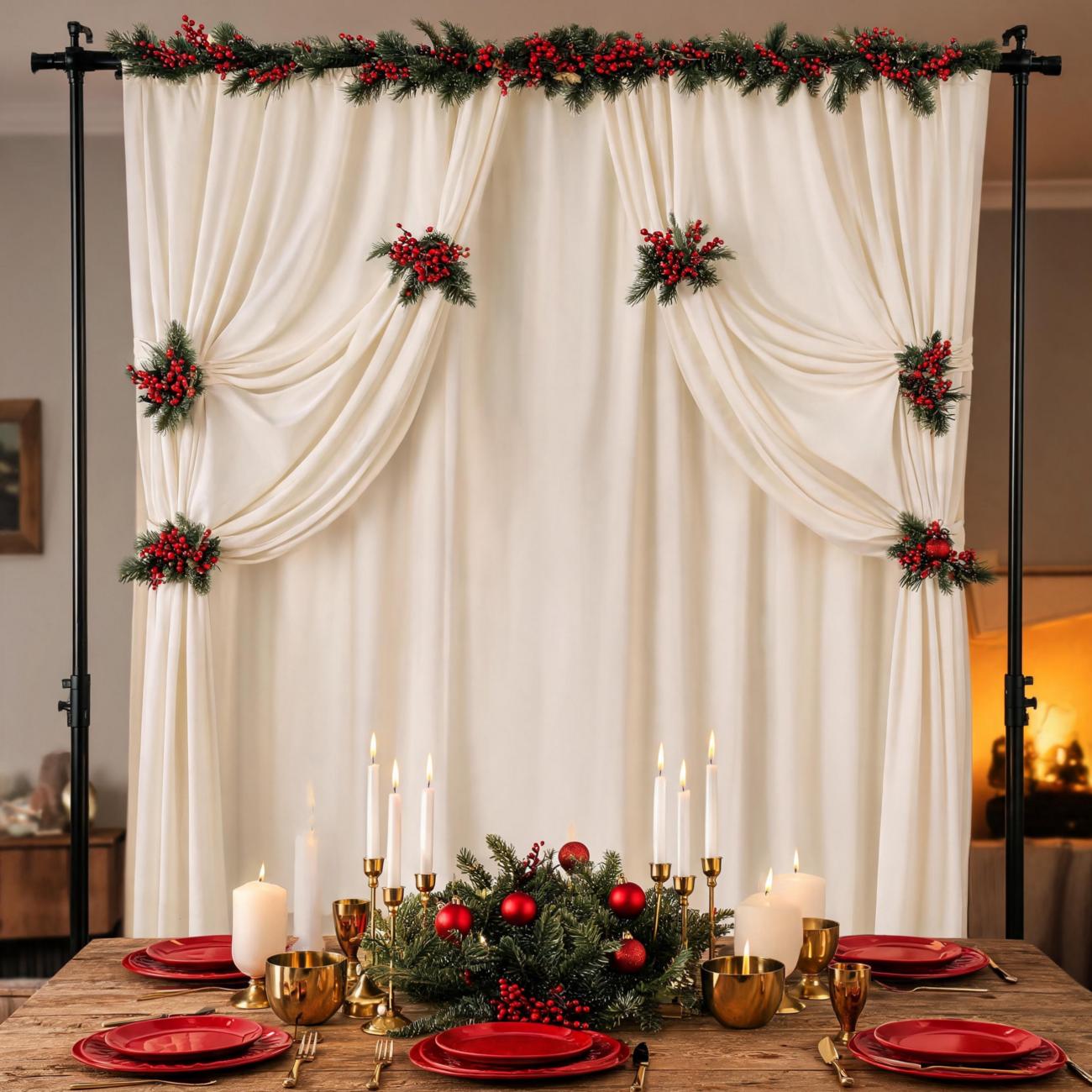 10 Pack 5x10ft Ivory Soft Flowing Backdrop Curtains, Polyester Drapes with Graceful Drape for Wedding Party, Bridal Shower, Birthday, Photography Photo Booth Background 10 Pack 5x10ft Ivory Soft Flowing Backdrop Curtains, Polyester Drapes with Graceful Drape for Wedding Party, Bridal Shower, Birthday, Photography Photo Booth Background