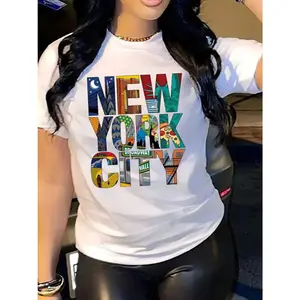 New York City T-Shirt For Women Casual Short Sleeve Tee 1 Pcs 100% Heavy Cotton - Comfortable Crew Neck, Soft Adorable Tees Tops faithful game day cotton