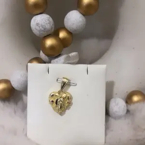 Gold Plated 18K Virgin Mary Nugget Heart Pendant