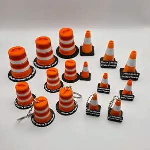 "State Flower" Gag Gift - 3D Printed Traffic Cone Keychain - North Dakota & Minnesota Options - Midwest Joke - 36mm to 58.5mm Sizes - Perfect for Desk Toys & Stocking Stuffers