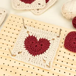 Granny Square Starter Kit for Beginners with Yarn Crochet Hook & Heart Design Pattern Easy to Follow Instructions for Adults & Teens Perfect for Crafting