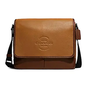 COACH Thompson 31 Embossed Logo Flap Top Pebbled Leather Shoulder Crossbody Bag Large Men's Brown