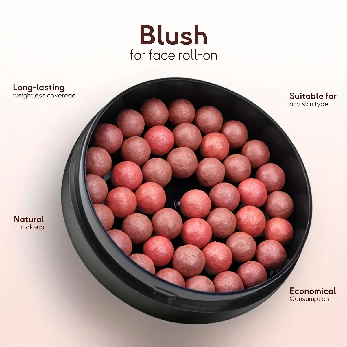 Long Lasting Blush Beads with Brush, 1 Count Lightweight Glow Blush Beads Palette, Natural Look Blush for Daily Makeup, Multifunctional Blush Suitable for Daily and Evening Use, Topical Cosmetic, Beauty Cosmetics, Tint, Everyday Cosmetics Makeup