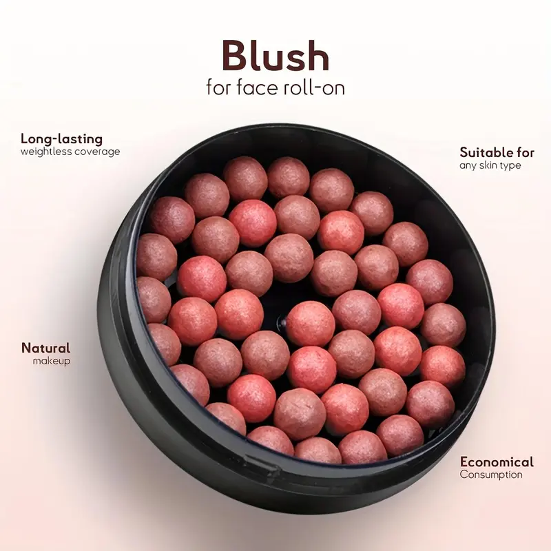 Long Lasting Blush Beads with Brush, 1 Count Lightweight Glow Blush Beads Palette, Natural Look Blush for Daily Makeup, Multifunctional Blush Suitable for Daily and Evening Use, Topical Cosmetic, Beauty Cosmetics, Tint, Cosmetics Products