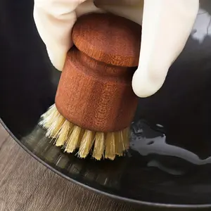 ONNESO Wood Scrub Brush with Hog Bristle Bristles & Wood Handle - Heavy-Duty Non-Scratch for Non-Stick Cookware - Kitchen Cleaning Suitable for Pots, Pans, Dishes - Durable Wood