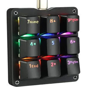 Handed Macro Mechanical Keyboard, RGB LED Backlit Portable Mini -Handed Mechanical Gaming Keypad OSU! Keyboard 9 Fully Programmable  Red Switches