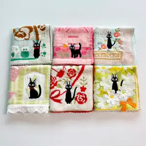 6PCS Pack 10"x10" Cotton Luxury Cat Kitty Towels for Kitchen Bathroom Home Decor Girl Room Accessories Gift for Her