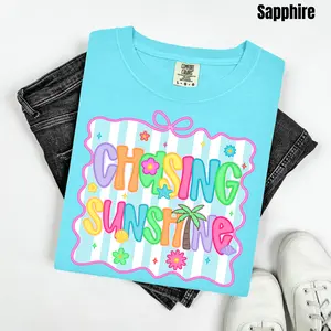 Chasing Sunshine Neon Stripe Comfort Colors T-Shirt 'NLB'