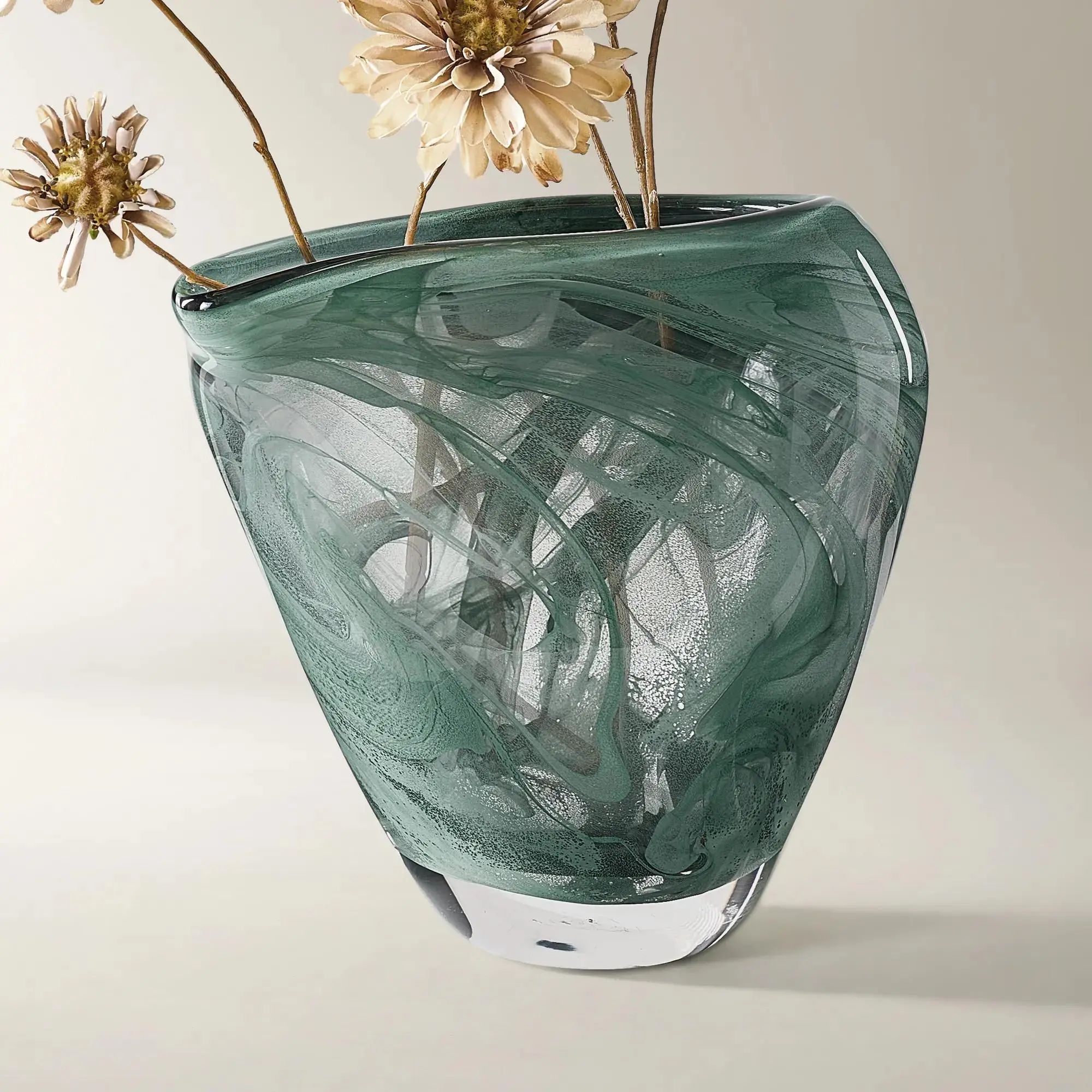 Z Gallerie Flow Decorative Luminous Glass Vase - Sage Green, Standing Room Decor Centerpiece for Home Supplies
