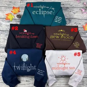 Twilight Saga Embroidered Sweatshirt Hoodie, Vampire Romance Bookish Crewneck, New Moon Eclipse Breaking Dawn Shirt