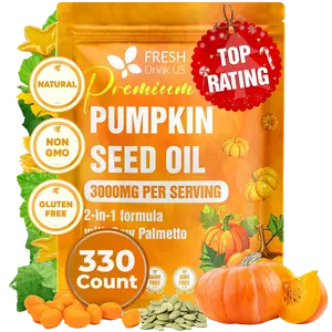 330 Premium Pumpkin Seed Oil Softgels with Saw Palmetto, 3000mg Per Serving, Cold Pressed, Pure Virgin Oil, Great Hair Support, Non-GMO, Gluten-Free.