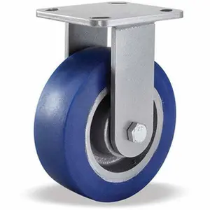 Hamilton Caster 6" Diam x 2" Wide x 7-1/2" OAH Top Plate Mount Rigid Caster Polyurethane, 960 Lb Capacity, Precision Sealed Bearing, 4 x 4-1/2" Plate R-WH-6SPB