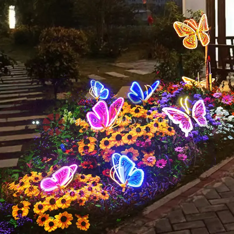 APOTO LED Butterfly Lights - Waterproof Indoor & Outdoor Decorative Lights with Colorful Designs for Versatile Use 40cm, Nature-Inspired Lighting