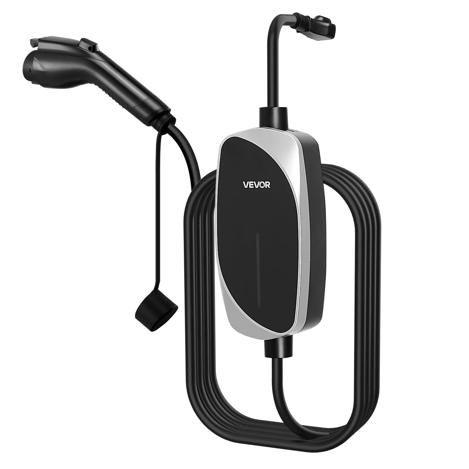 【summerfinds】VEVOR Level 1&2 EV Charger, 16 Amp, Electric Vehicle Portable Charger with 25 ft Charging Cable, 120V-240V, NEMA 6-20P Plug NEMA 5-15 Adapter, LED Indicator, Home Car Charging Station for SAE J1772 EV