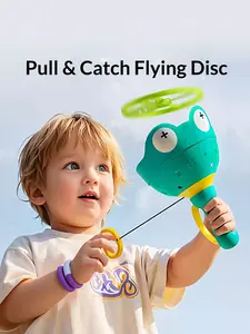 Kids gift，summer toy，Hand-pulled Frisbee Launcher Toy - Outdoor InteractiveThrowing Toy with Safe No-Battery Design Helicopter