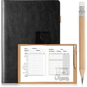 Golf Scorecard Book with Pencil - Leather Golf Journal Notebook Log Book Score Book Golf Accessories Father Day Dad Gifts for Men Women Golfers