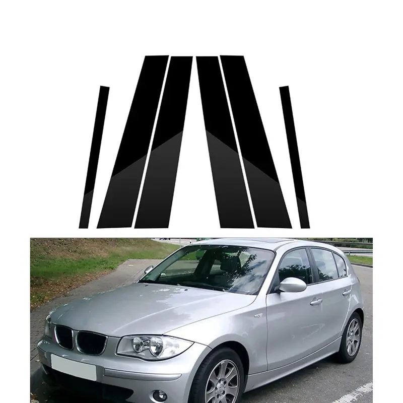 For BMW 1 Series E81 E82 E87 E88 Hatchback 2004-2013, 6pcs Pillar Posts Door Window Trim Cover Stickers, Car Decals for Vehicle