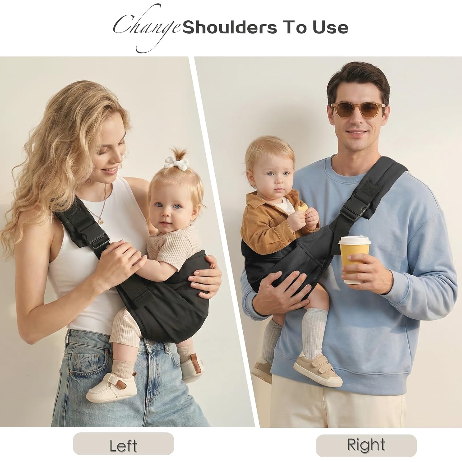Baby Sling Carrier for Infants and Toddlers 6-36 Months (10-30 lbs),Lightweight & Breathable Cotton Hip Shoulder Carrier-Adjustable, Easy-to-Wear Side & Front Carry Toddler Sling,Non-Slip Hip Seat Carrying-Valentine's Day Gift for Wife & Husband