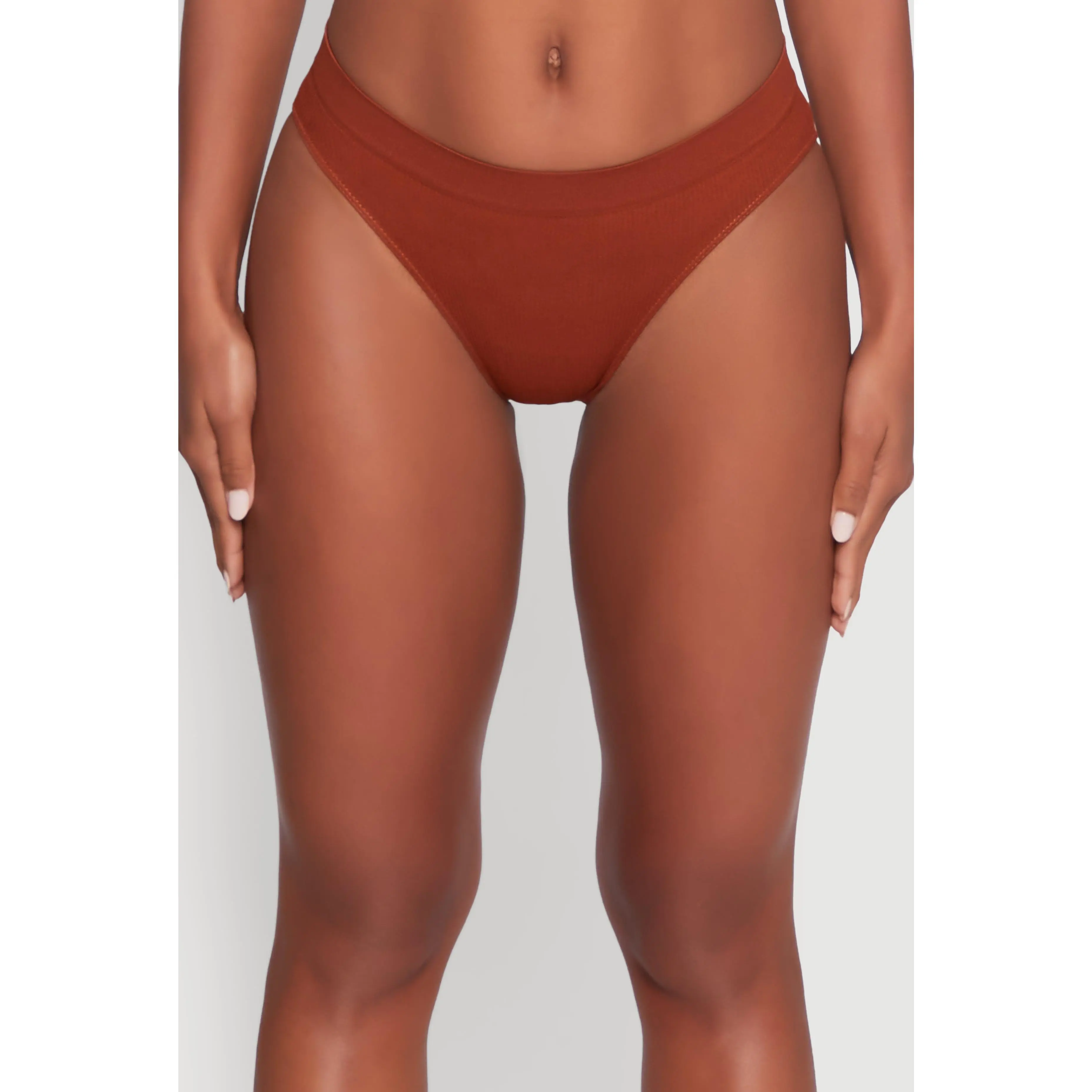 Solid Seamless Ribbed Knit Bikini Underwear