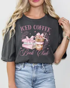 Iced Coffee Book Club Tshirt, Cute Girly Book Shirt, Booktok Tee