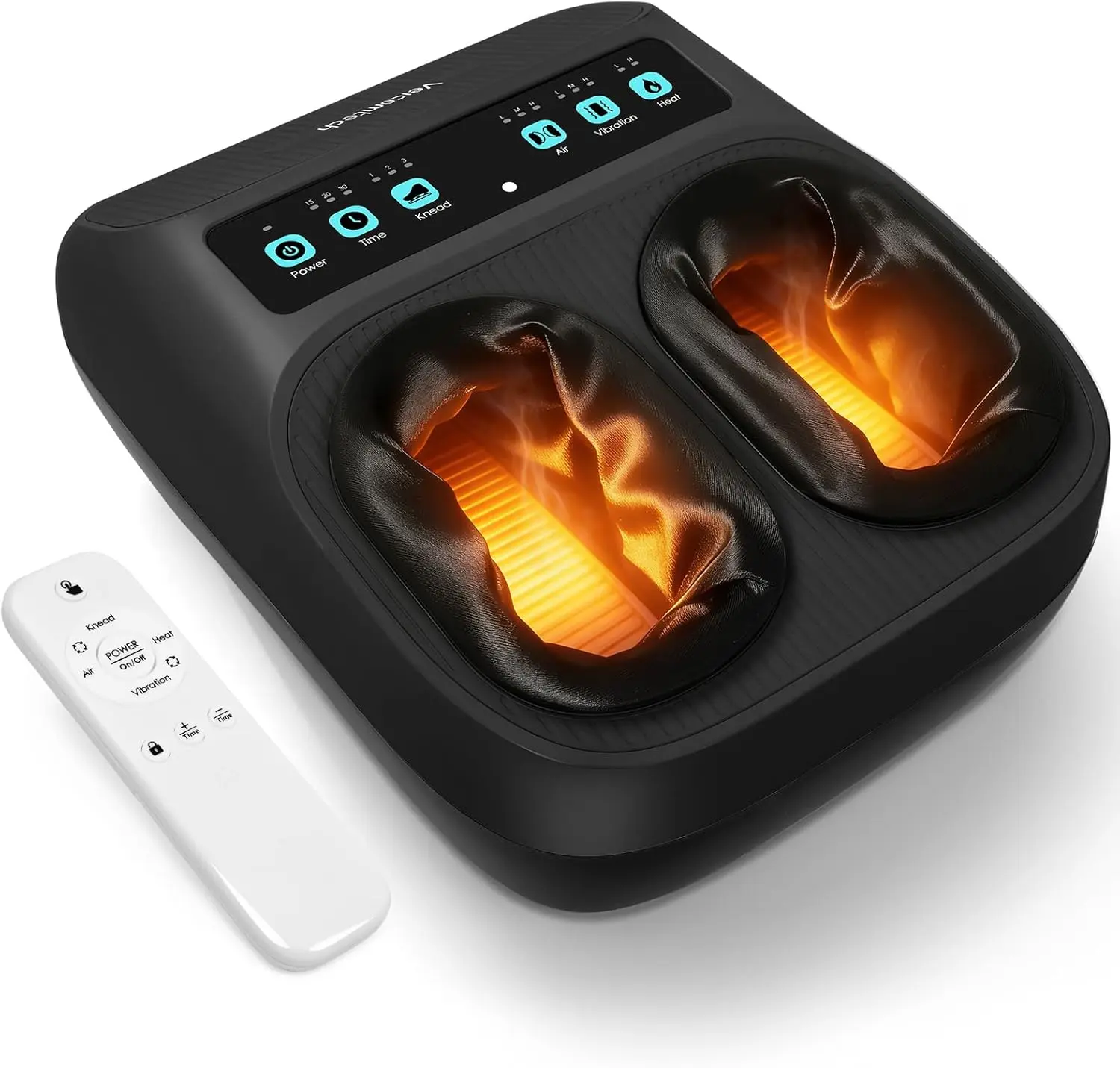 2026 New Veicomtech Warm Shiatsu Foot Massage Device with Heat - Electric Massager for Tired Feet, Muscle Relaxation, Adjustable Vibration & Compression, Remote Control for Remote Use, Black (Parents Fathers Day Gift Idea)