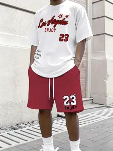 Men's Outdoor Clothing Set, Summer Fashion Short Sleeve T-Shirt, 3D Digital Print, Casual Loose Fit, Ideal for Sports and Gifts, Menswear