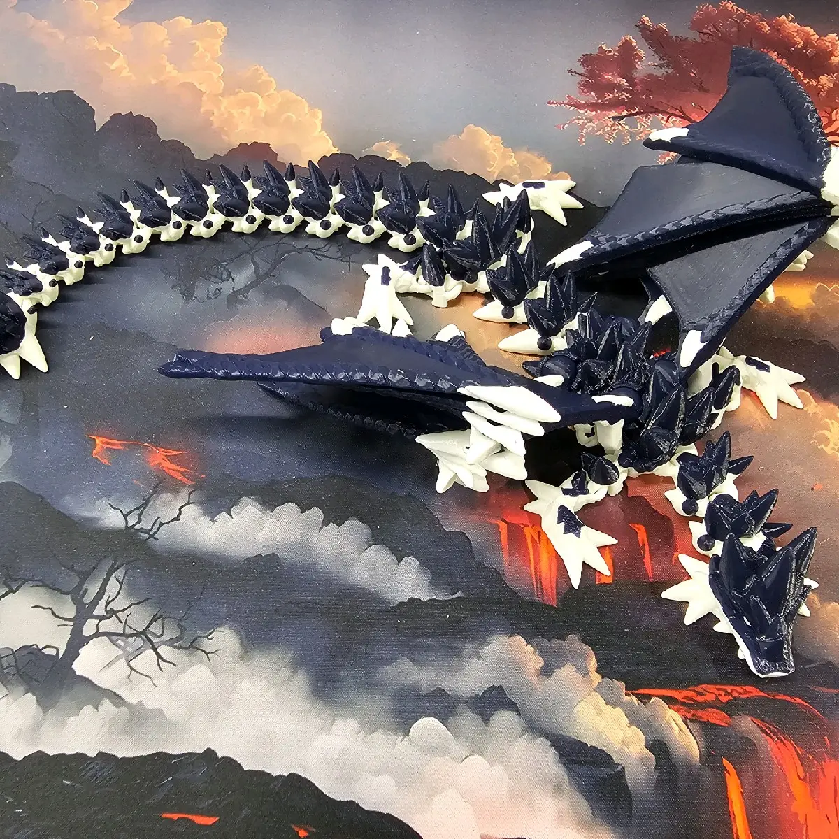 Spiked Winged Dragon 3D printed Decor poseable