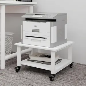 Natwind 2 Tier Laser Printer Stand,19.7''x19.7''x12.6'' Large Printer Table Copier Stand Under Desk,Heavy Duty Rolling Cart with Paper Storage Shelf,Printer Holder on Wheels for Home Office (White)