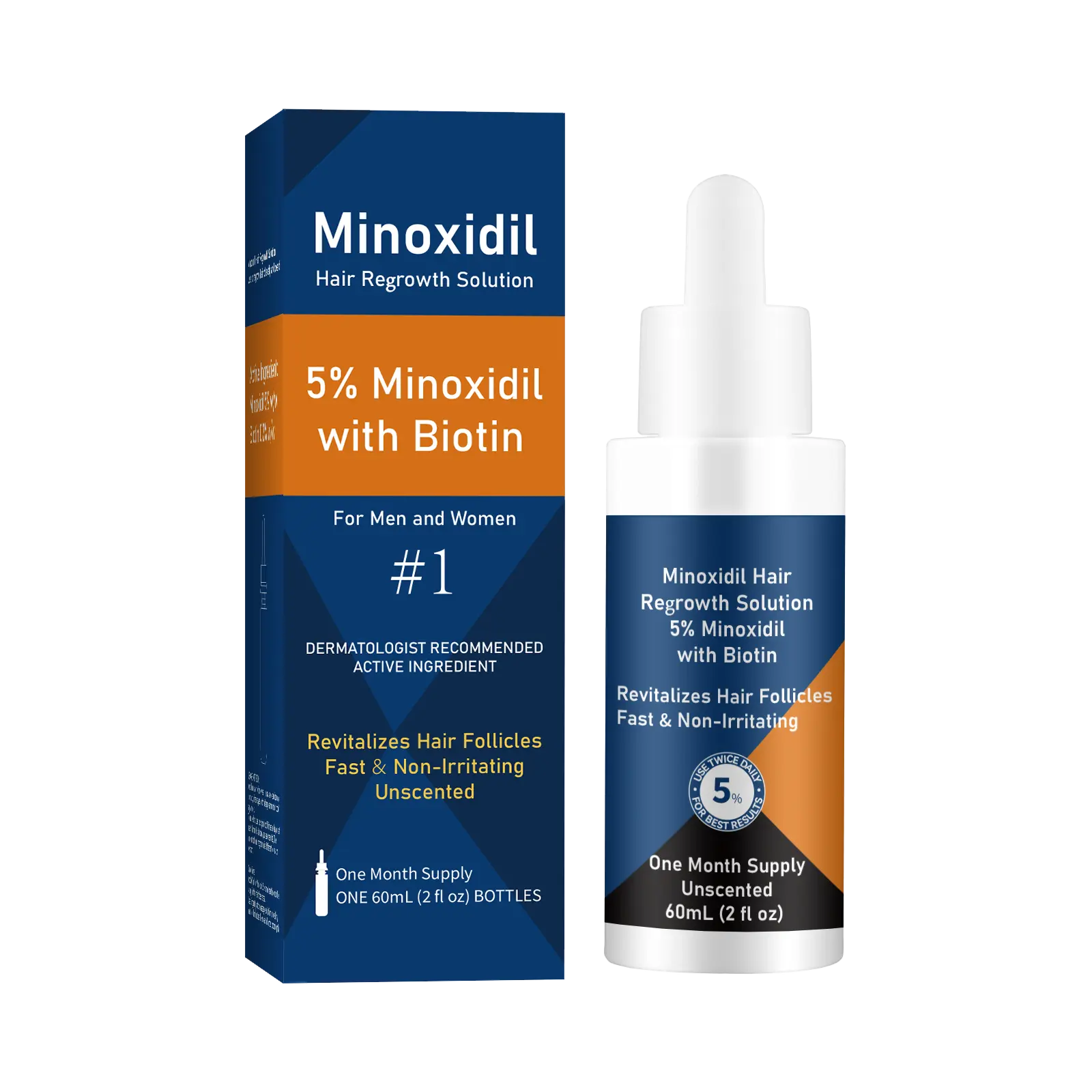 3pcs 5% Minoxidil Hair Growth Essence for Men and Women, Containing Biotin: Minoxidil suitable for both men and women, 5% hair regrowth treatment