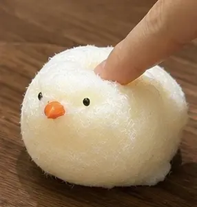 Realistic Fuzzy Baby Chick Squishy, Super Soft Plush-Textured Chicken Squeeze Toy, Charming Orange Beak & Round Fluffy Design, Calming Slow-Rebound Fidget, Whimsical Farm Animal Accessory