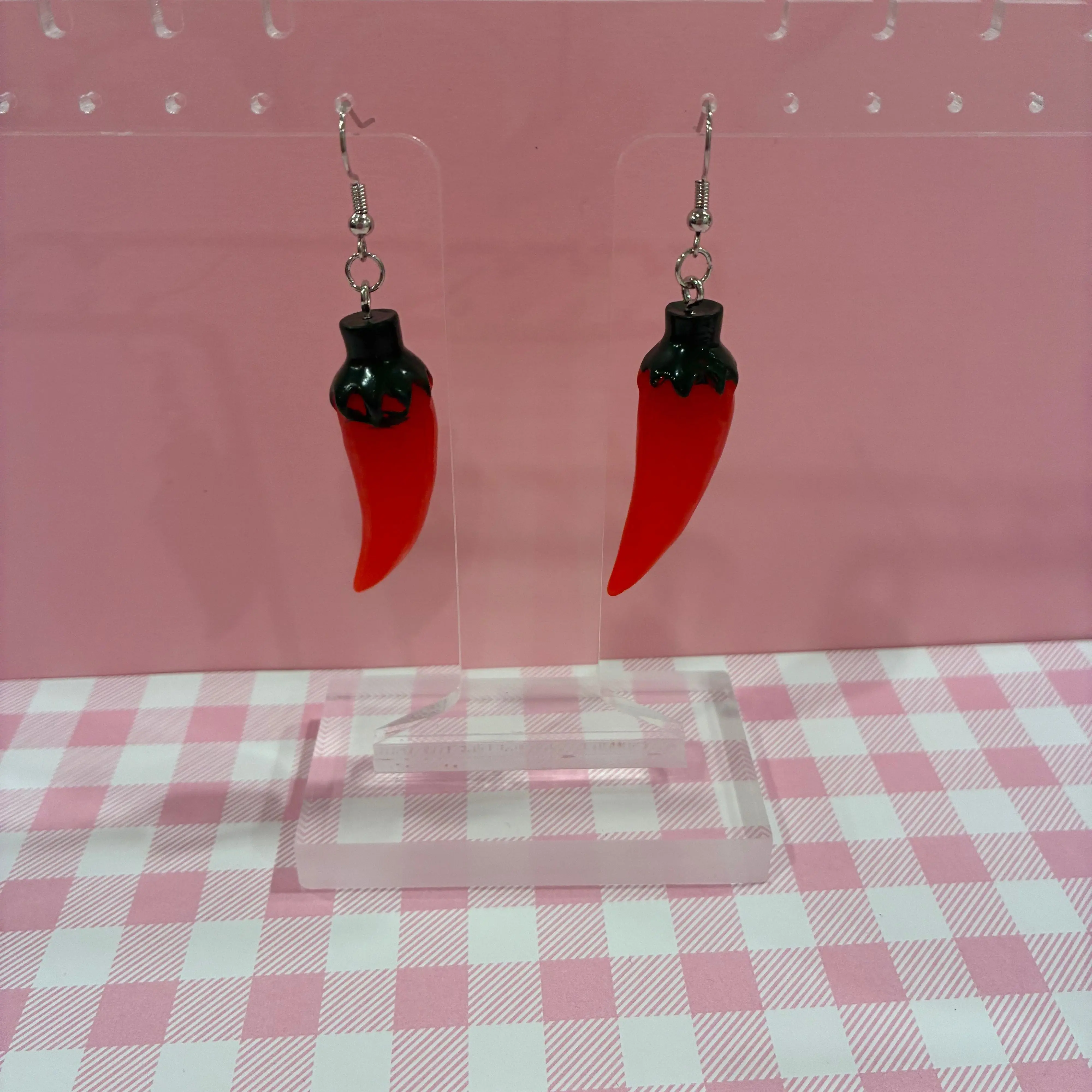 Playful Red Chili Pepper Dangle Earrings for Women - Bold 'n Vibrant, Lightweight & Spicy Statement Jewelry for a Quirky Look, Everyday, Chili Earrings, Pepper Charm, Anyone Who Loves Bold Jewelry, Casual