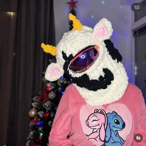 Cow balaclava, ski helmet, balaclava helmet, balaclava mask, balaclava ski mask, handmade ski helmet case, breathable knitted balaclava