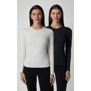 2 PK Zenly Zena Crew Fitted Long Sleeve Top - Our Cafe Story