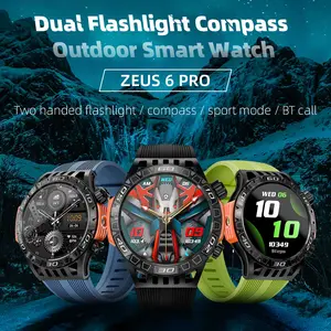 LOKMAT ZEUS 6 PRO Smart Watches Bluetooth Calls with Flashlight Smartwatches 1.46'' Round Screen Compass Sport Fitness Tracker