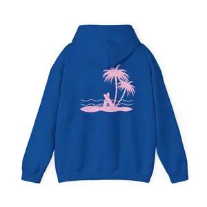 Tropical Sunset Hoodie — Pink Palm Tree Relaxation Pullover
