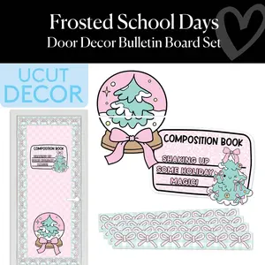 Christmas Pre-Printed Door Decor Bulletin Board Set | Frosted School Days