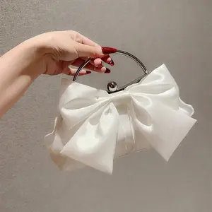 Elegant Clutch + Shoulder Chain- Silk Bow
