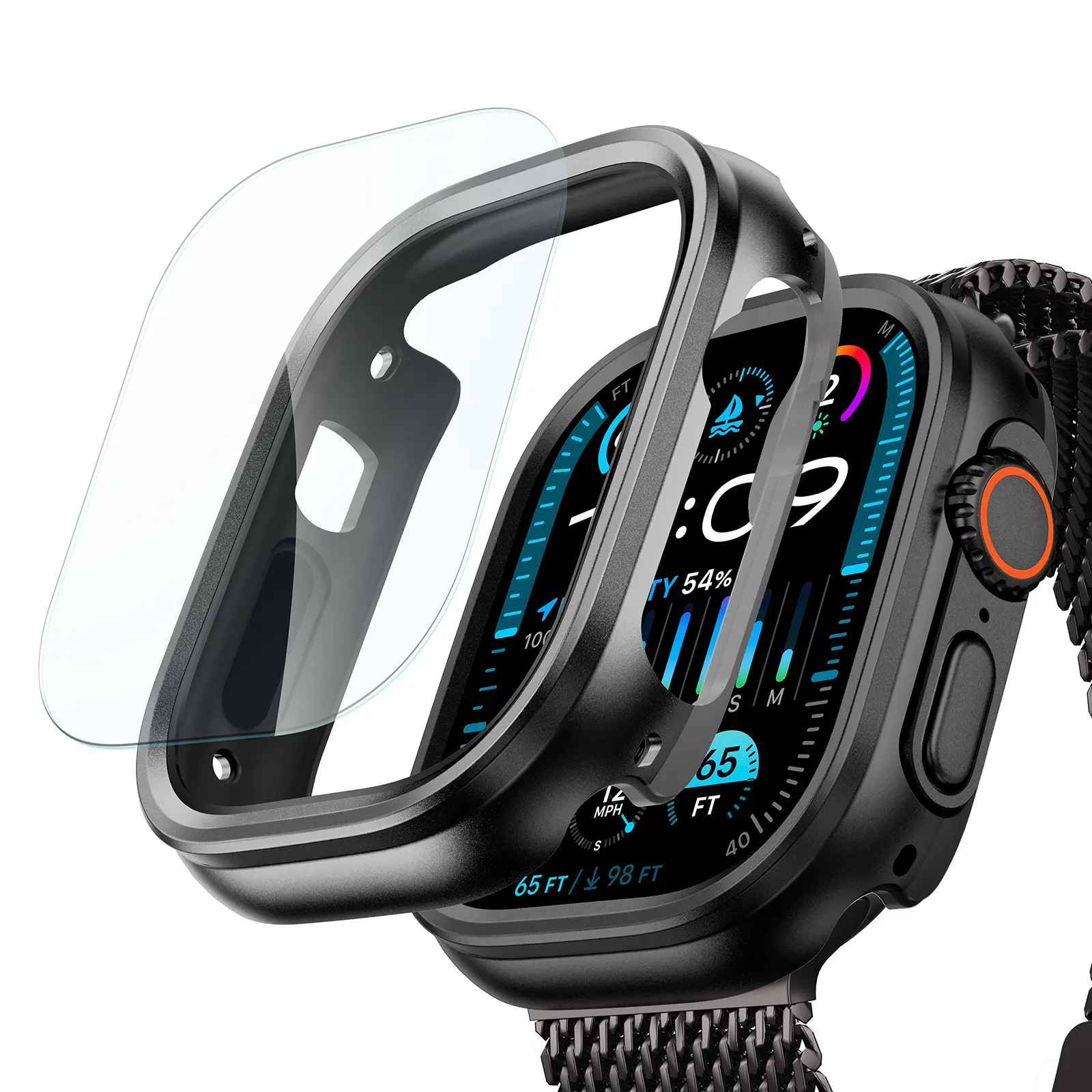 ESR for Apple Watch Ultra 4 2026/ Ultra 3 /Ultra 2 /Ultra Case with Screen Protector, Slim Protective Cover with 2 Pack Armorite Glass Protector Set, Full Body Bumper for Outdoor Protection