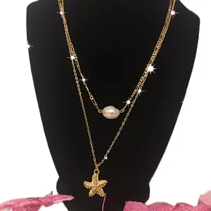 Starfish and Pearl Set for Women - Fashion Accessory maximalist jewelry customize classy conch pearl baroque pearls bracelets cuban pearls men Gold Plated