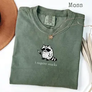 Comfort Colors I Require Snacks  Raccoon Tee – Funny  Shirt, Goblincore Animal Lover Gift, Cozy Snack Gremlin Tee