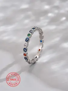 925 Sterling Silver Fashion Eye Design Ring, Casual Simple Accessories for Women, Simple Silver Vintage Engagement Ring for Party, Daily Decor, Trendy All-match & Exquisite Jewelry for Birthday Gift
