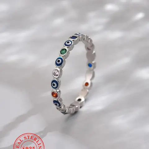 925 Sterling Silver Fashion Eye Design Ring, Casual Simple Accessories for Women, Simple Silver Vintage Engagement Ring for Party, Daily Decor, Trendy All-match & Exquisite Jewelry for Birthday Gift, Fashion Rings, Statement Rings, Unique Rings