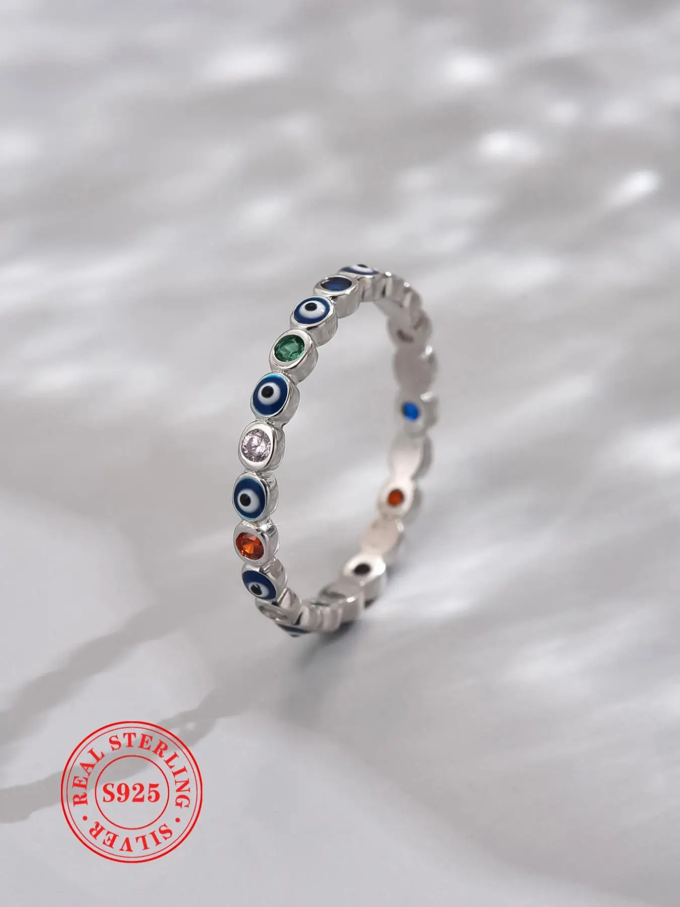 925 Sterling Silver Fashion Eye Design Ring, Casual Simple Accessories for Women, Simple Silver Engagement Ring for Party, Daily Decor, Trendy All-ma