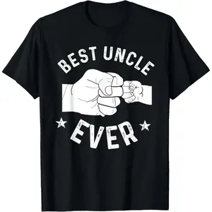 Men's 100% Cotton Casual Round Neck Shortsleeve Graphic Tshirt - Funny Best Uncle Ever Fist-Bump Design, Streetwear Menswear Top