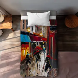 360 Stand Romantic Brown European Alley Duvet Cover Set, Twin Size Breathable Bedding Linen Textile, Soft Bedroom Decor Soft Furnishing, Breathable Duvet Set, Decorative Duvet Cover