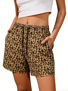 Women's Y2K Style Leopard Print Shorts, Loose Comfortable Casual Elastic Waist Summer Shorts, Streetwear & Home Leisure