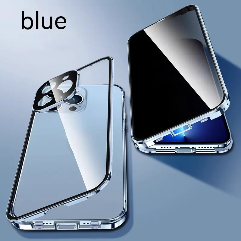 Anti-Peeping Magnetic iPhone Case 25° Privacy Glass, Magsafe-compatible, Camera Lens Protector, 360° Full Body Protection Cover
