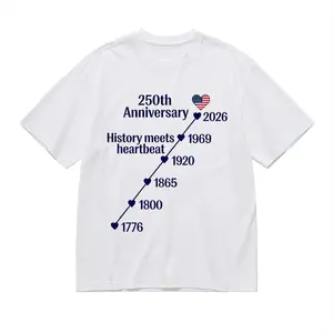 History meets Heartbeat 2026 USA 250th Independence Commemorative T-Shirt Unisex Cotton Crew Neck Short Sleeve Casual Tee Gifts for Friends Family Lover