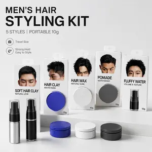 ApexFlow 5PCS Hair Styling Trial Set, Pomade Clay Wax Oil & Spray, Travel Size Sample Kit, 10g Each